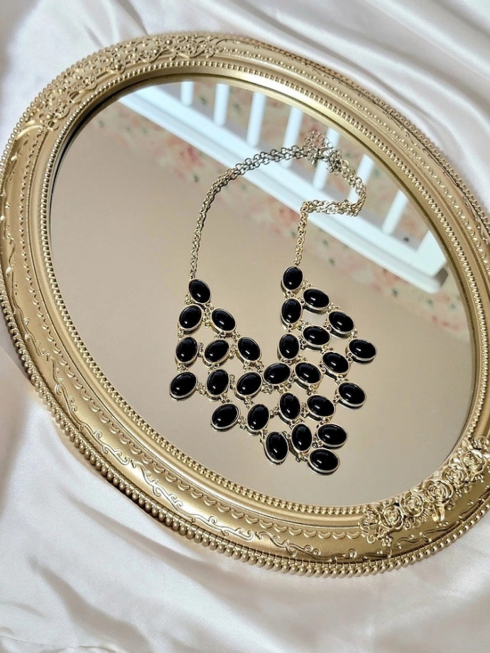 Dark Navy & Gold Statement Necklace - Women's Necklace